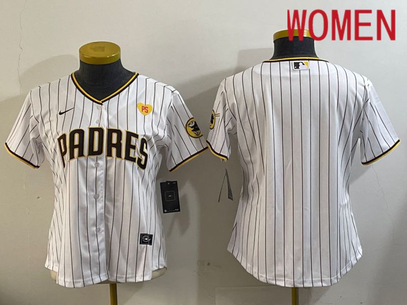 Women San Diego Padres Blank White Stripe Game 2024 Nike MLB Jersey style 11202->youth mlb jersey->Youth Jersey